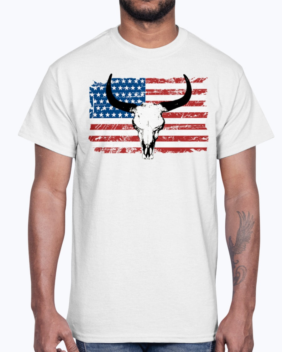Men's Gildan Ultra Cotton T-Shirt 12 Dark colors   Buffalo USA Flag