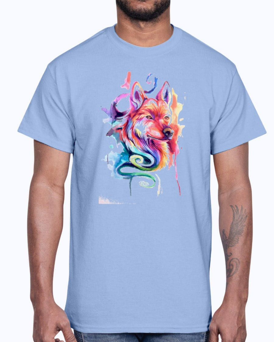 Men's Gildan Ultra Cotton T-Shirt 12 Dark colors   I Am Wolf !