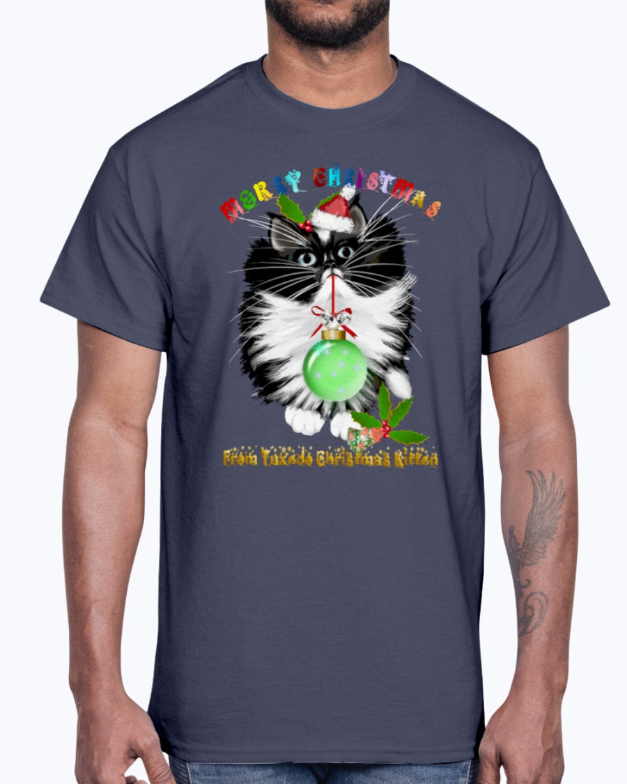 Men's Gildan Ultra Cotton T-Shirt  A Tuxedo Kitten Christmas (Mens)