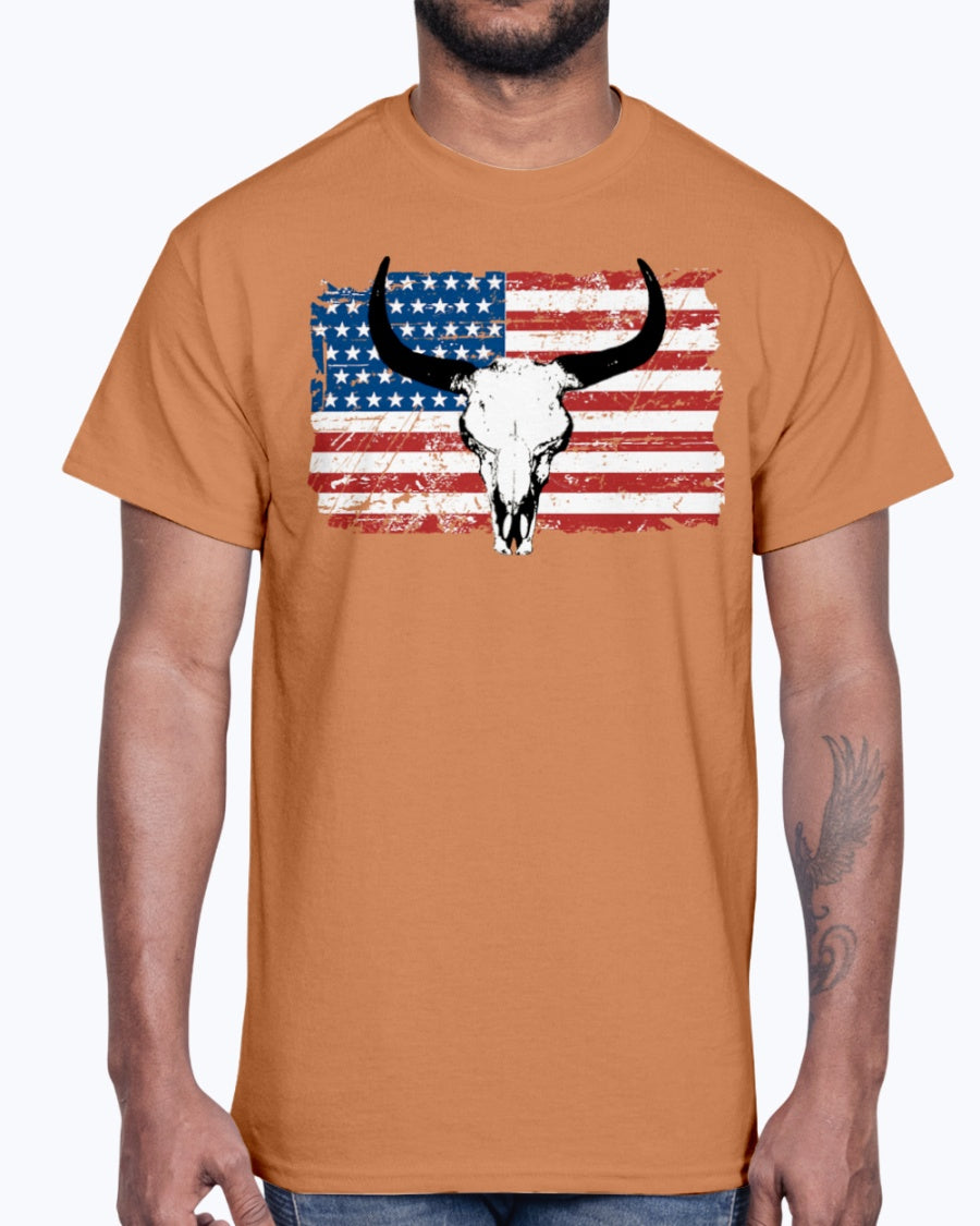 Men's Gildan Ultra Cotton T-Shirt 12 Dark colors   Buffalo USA Flag