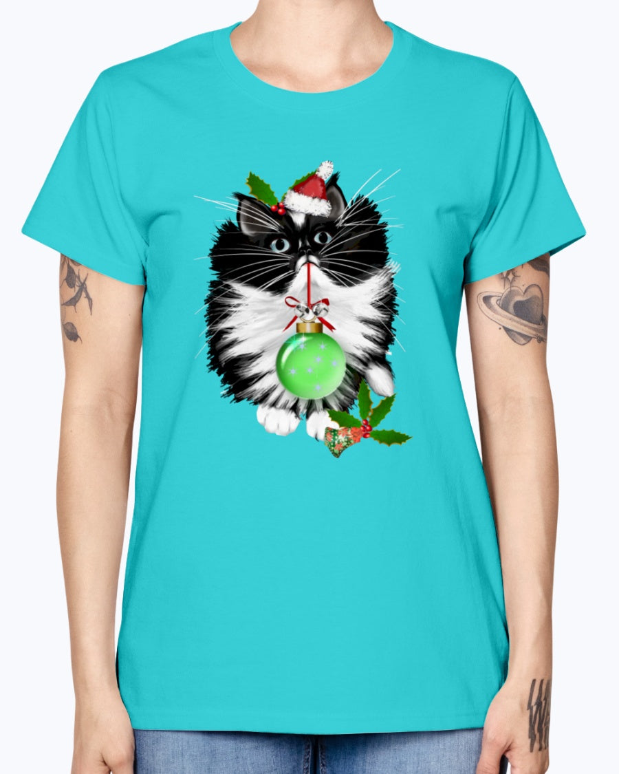 Gildan Ladies Missy T-Shirt. A Tuxedo Merry Christmas