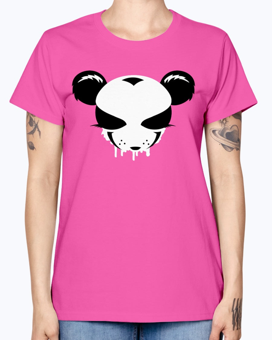 Gildan Ladies Missy T-Shirt . A panda face as a graffiti design